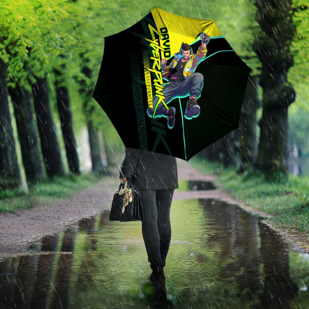 David Martinez Cyberpunk Edgerunners Umbrella Futuristic Neon Anime Style