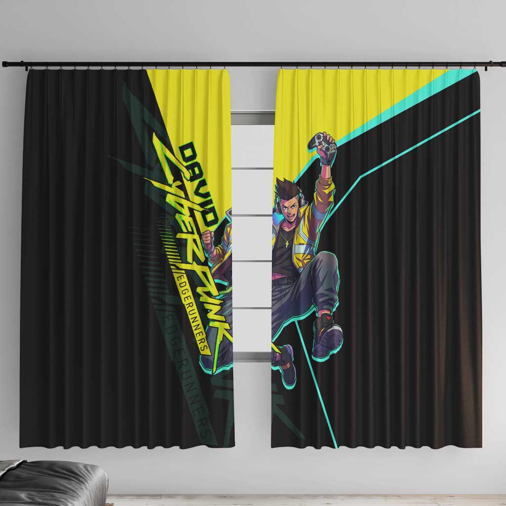 David Martinez Cyberpunk Edgerunners Window Curtain Futuristic Neon Anime Style
