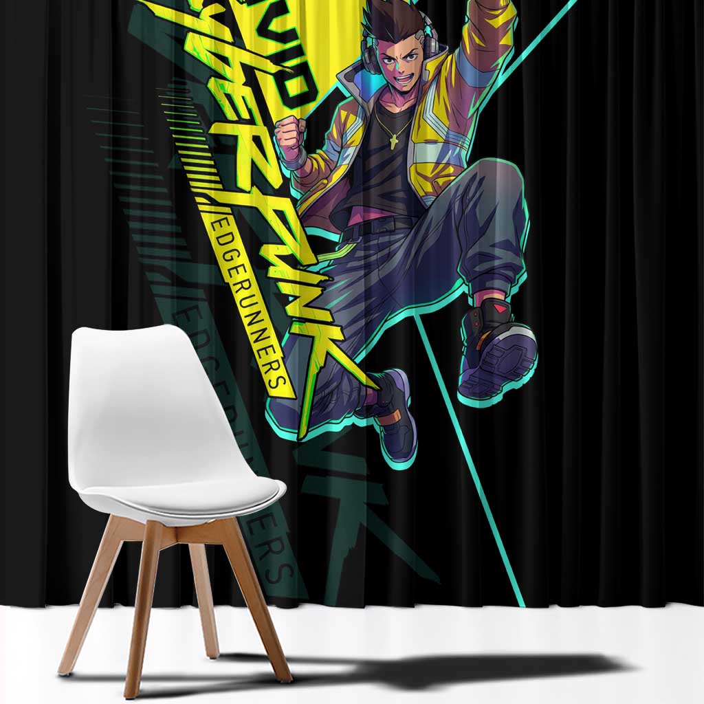 David Martinez Cyberpunk Edgerunners Window Curtain Futuristic Neon Anime Style