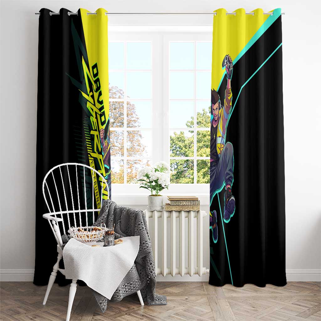 David Martinez Cyberpunk Edgerunners Window Curtain Futuristic Neon Anime Style