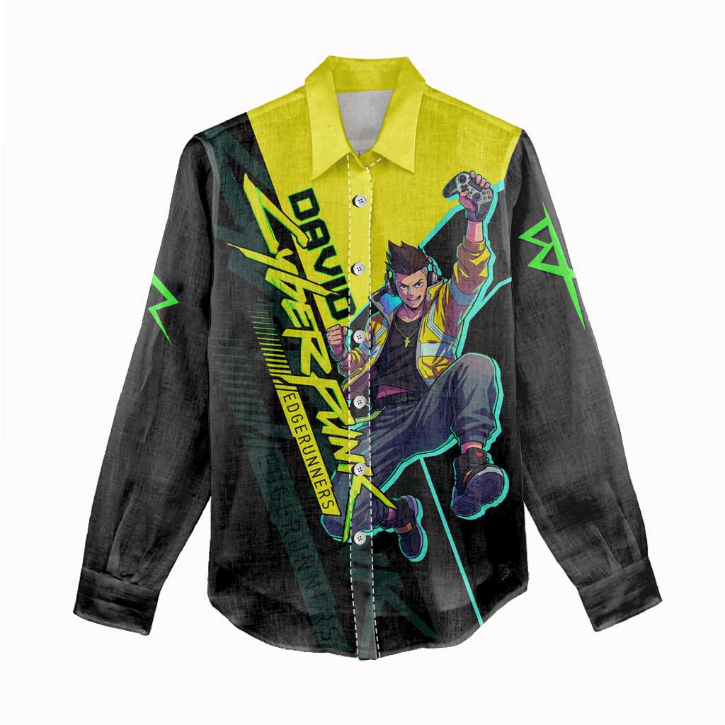 David Martinez Cyberpunk Edgerunners Women Casual Shirt Futuristic Neon Anime Style