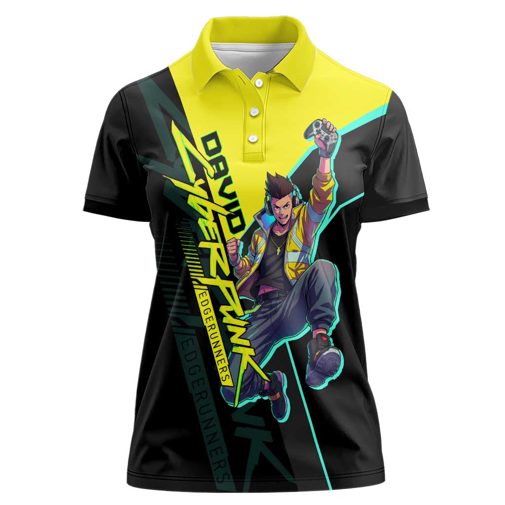 David Martinez Cyberpunk Edgerunners Women Polo Shirt Futuristic Neon Anime Style