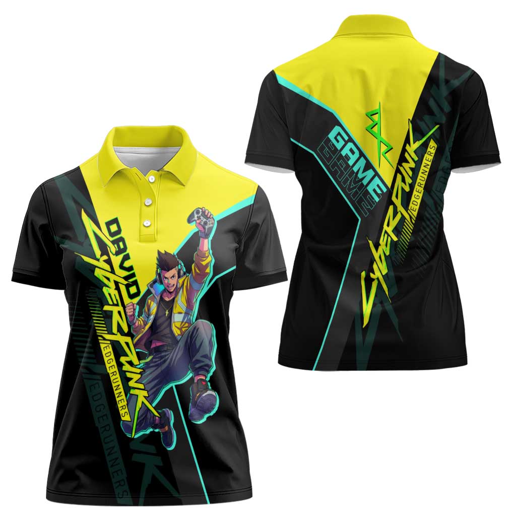 David Martinez Cyberpunk Edgerunners Women Polo Shirt Futuristic Neon Anime Style