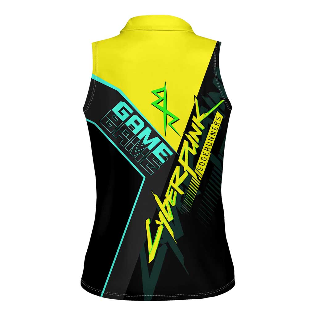 David Martinez Cyberpunk Edgerunners Women Sleeveless Polo Shirt Futuristic Neon Anime Style