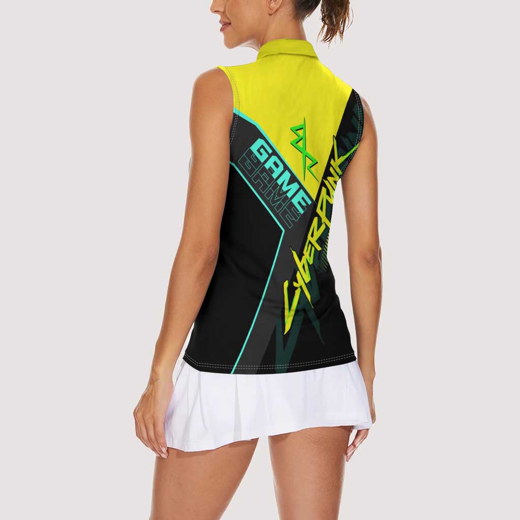 David Martinez Cyberpunk Edgerunners Women Sleeveless Polo Shirt Futuristic Neon Anime Style
