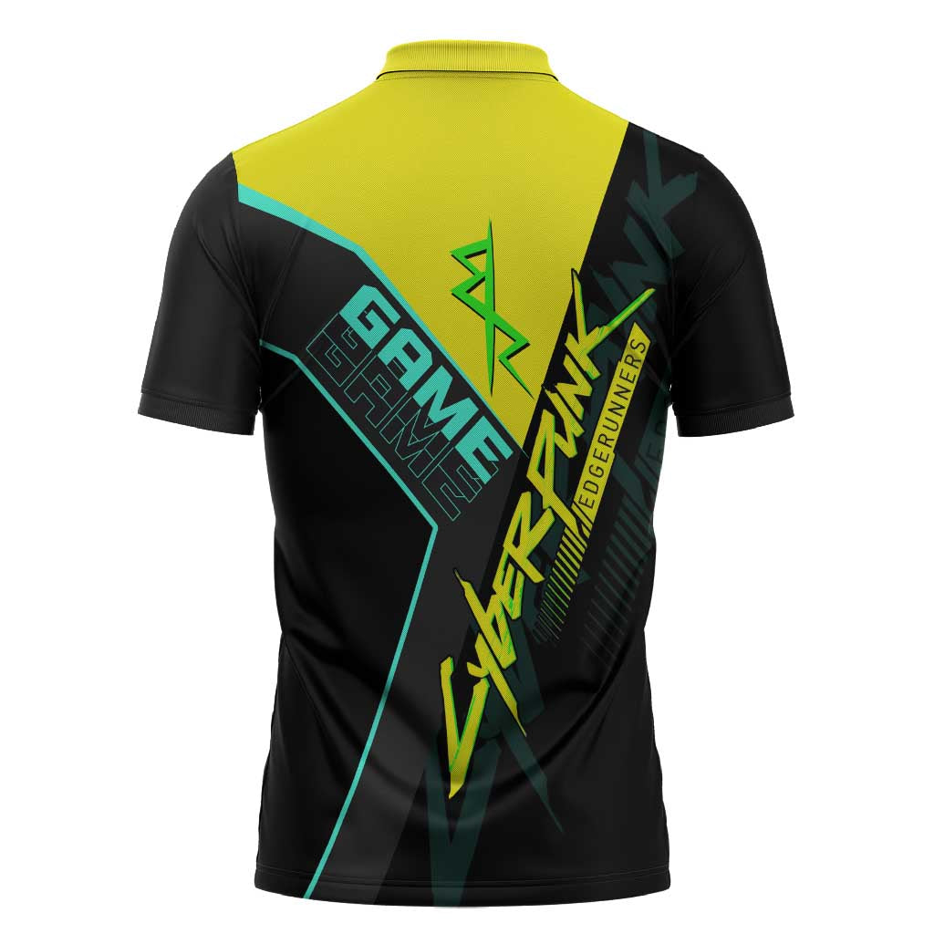 David Martinez Cyberpunk Edgerunners Zipper Polo Shirt Futuristic Neon Anime Style