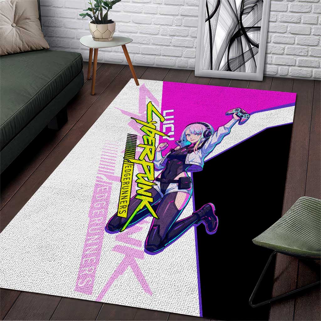 Lucy Cyberpunk Edgerunners Area Rug Neon Techwear Anime Style