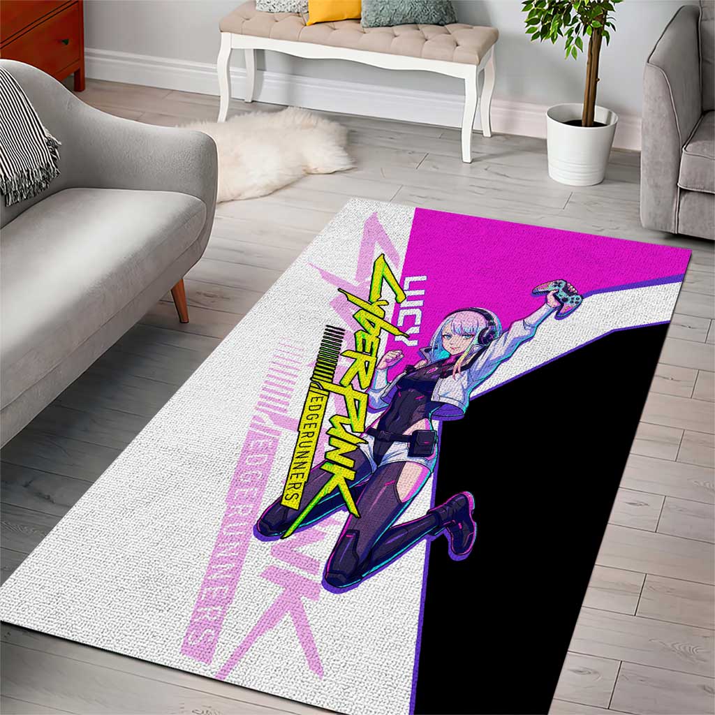 Lucy Cyberpunk Edgerunners Area Rug Neon Techwear Anime Style