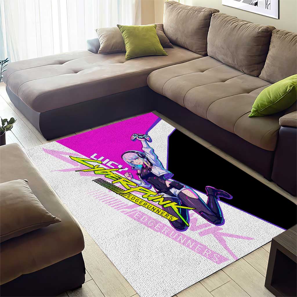 Lucy Cyberpunk Edgerunners Area Rug Neon Techwear Anime Style