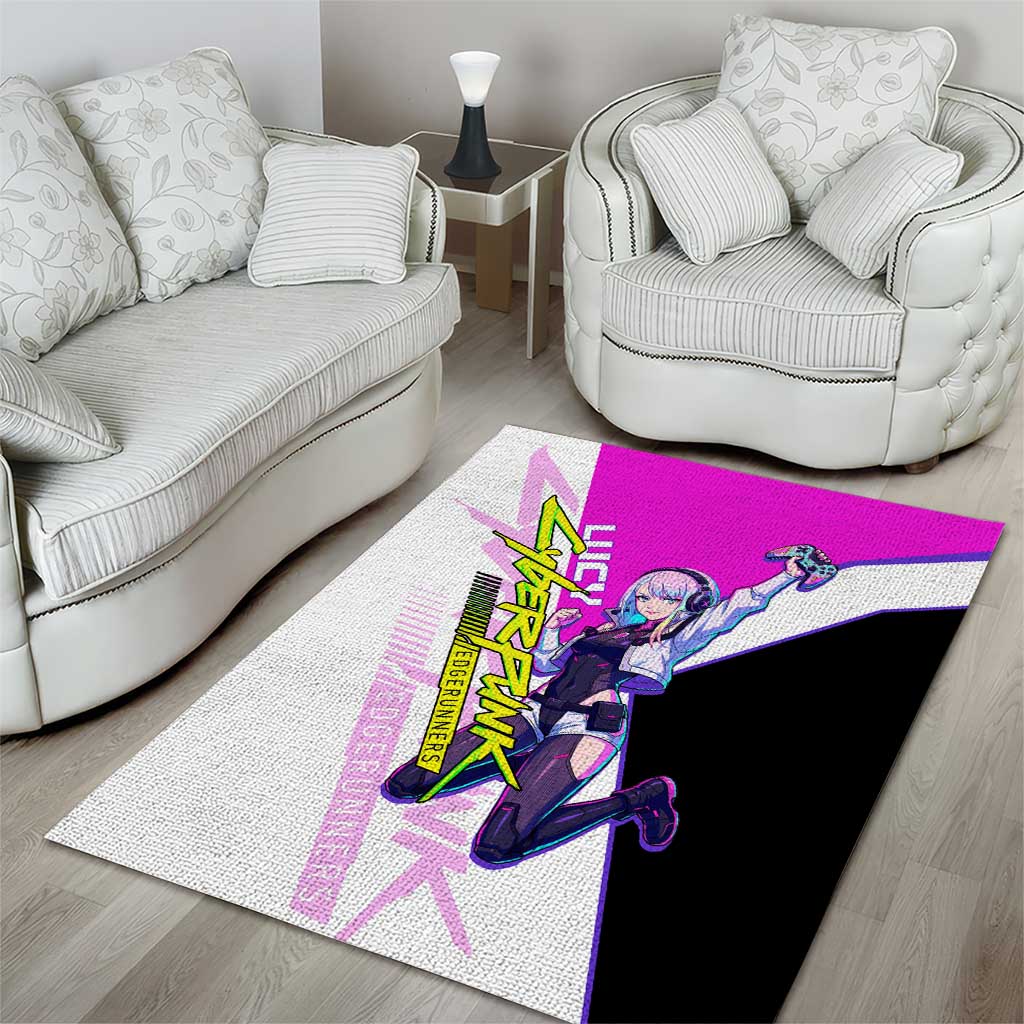 Lucy Cyberpunk Edgerunners Area Rug Neon Techwear Anime Style