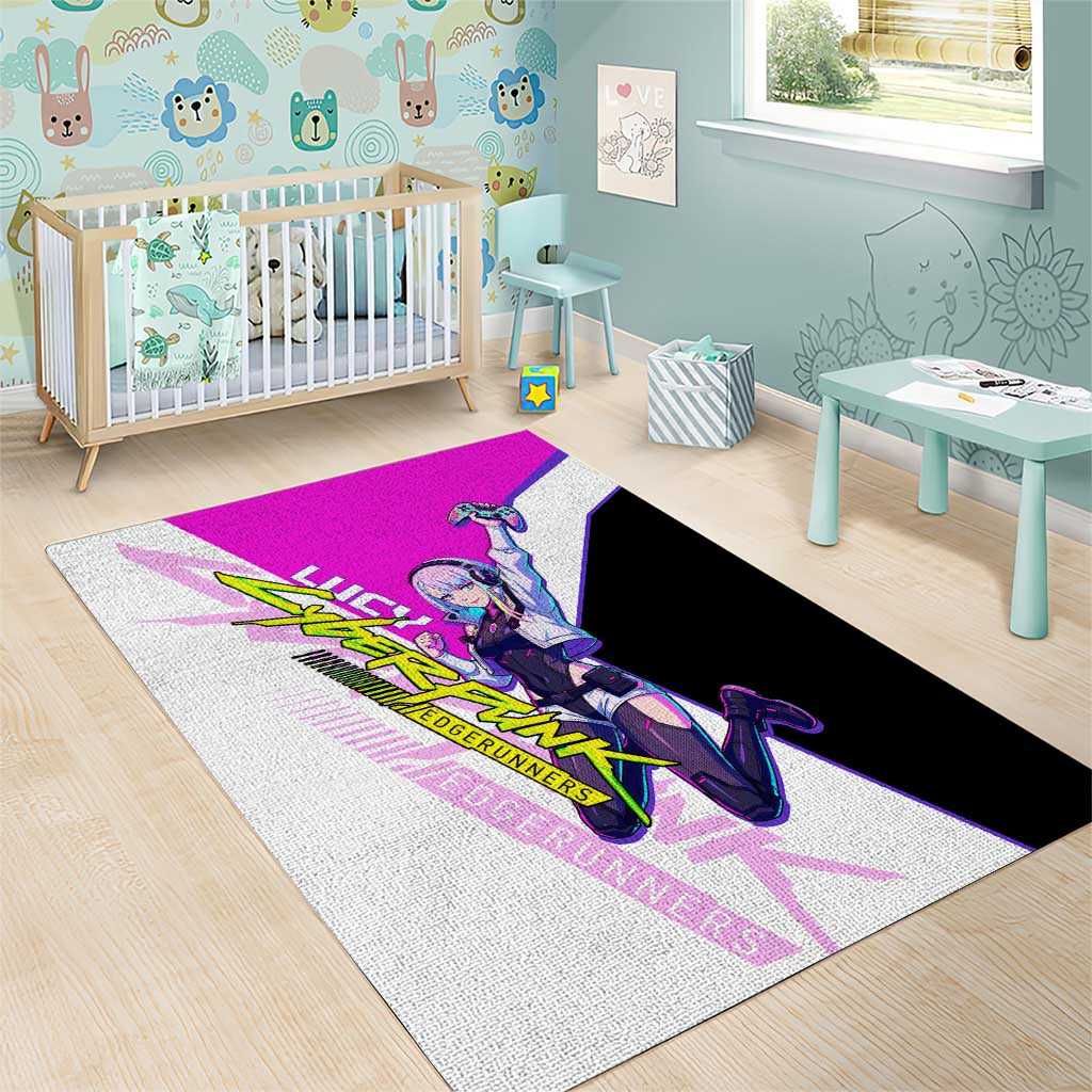 Lucy Cyberpunk Edgerunners Area Rug Neon Techwear Anime Style