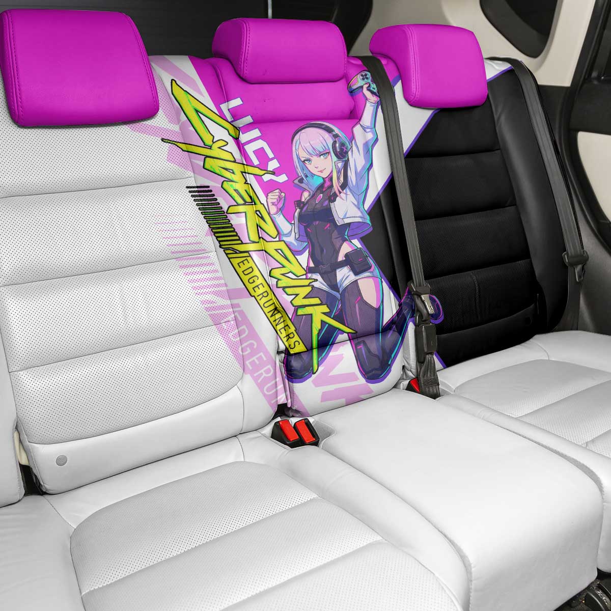 Lucy Cyberpunk Edgerunners Back Car Seat Cover Neon Techwear Anime Style