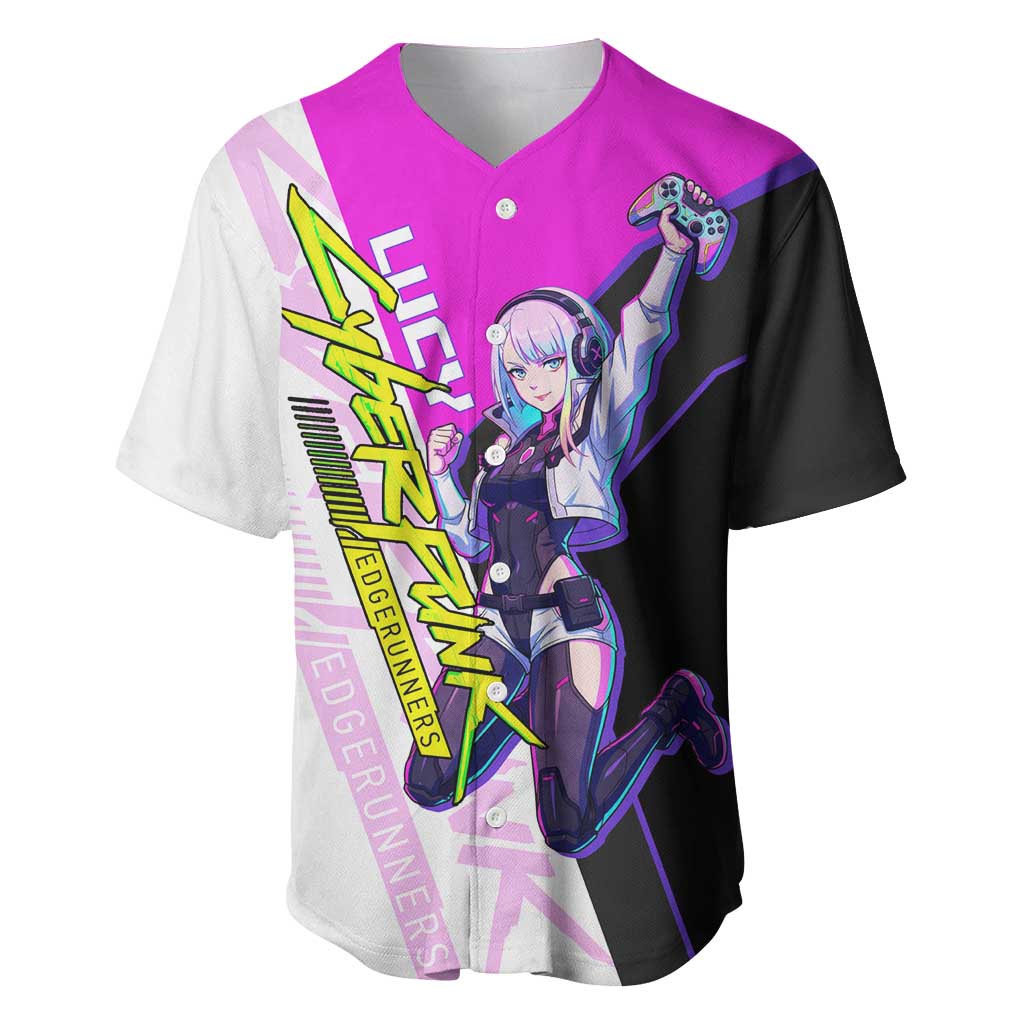 Lucy Cyberpunk Edgerunners Baseball Jersey Neon Techwear Anime Style