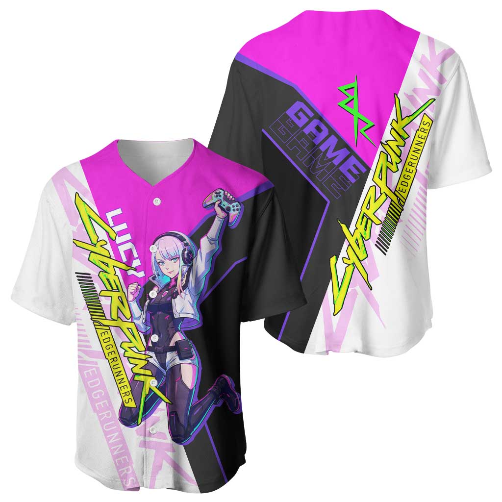 Lucy Cyberpunk Edgerunners Baseball Jersey Neon Techwear Anime Style
