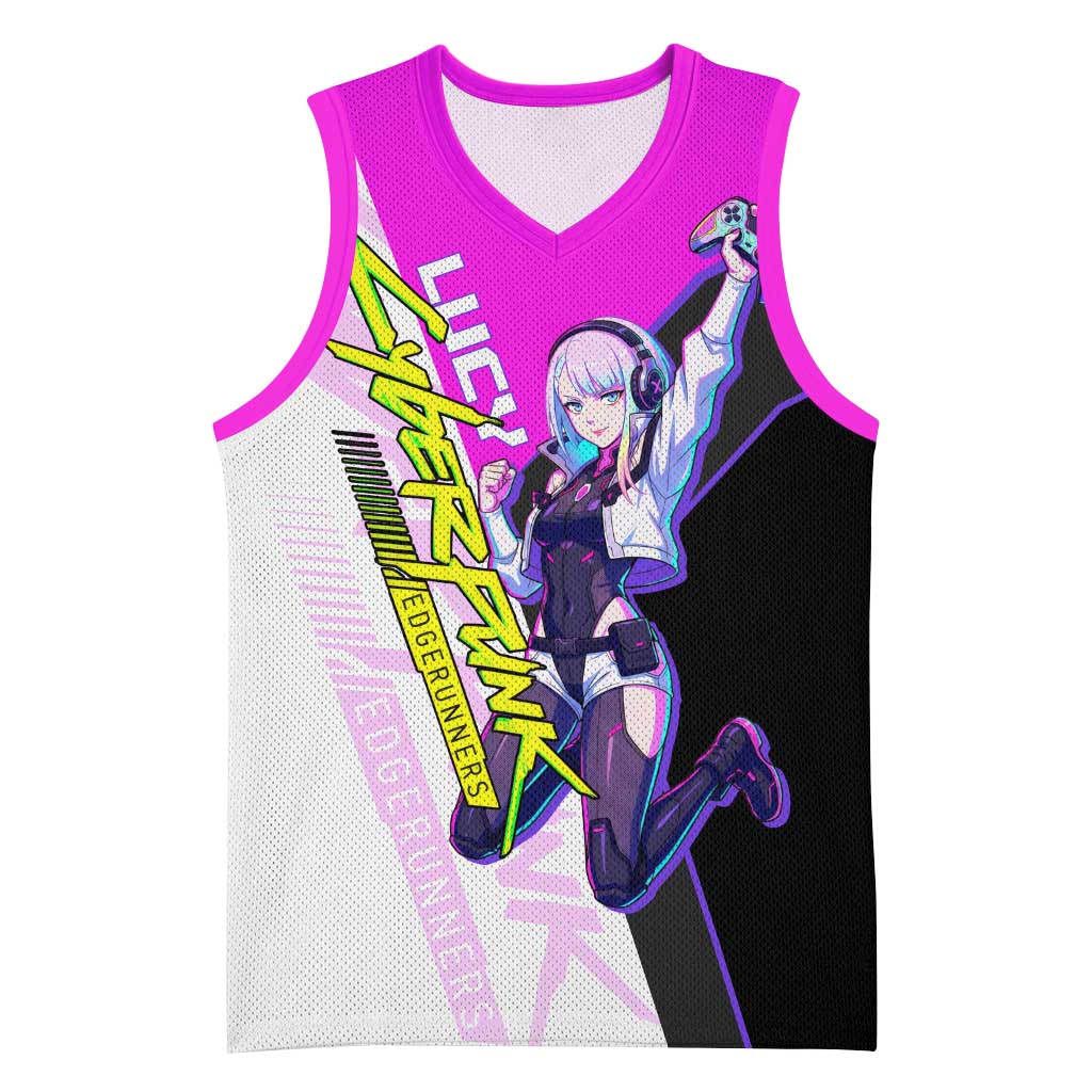 Lucy Cyberpunk Edgerunners Basketball Jersey Neon Techwear Anime Style