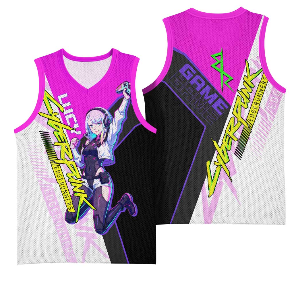 Lucy Cyberpunk Edgerunners Basketball Jersey Neon Techwear Anime Style