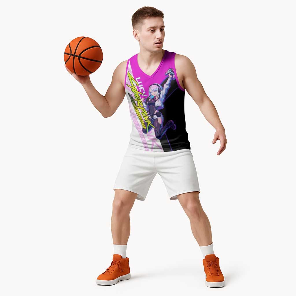 Lucy Cyberpunk Edgerunners Basketball Jersey Neon Techwear Anime Style