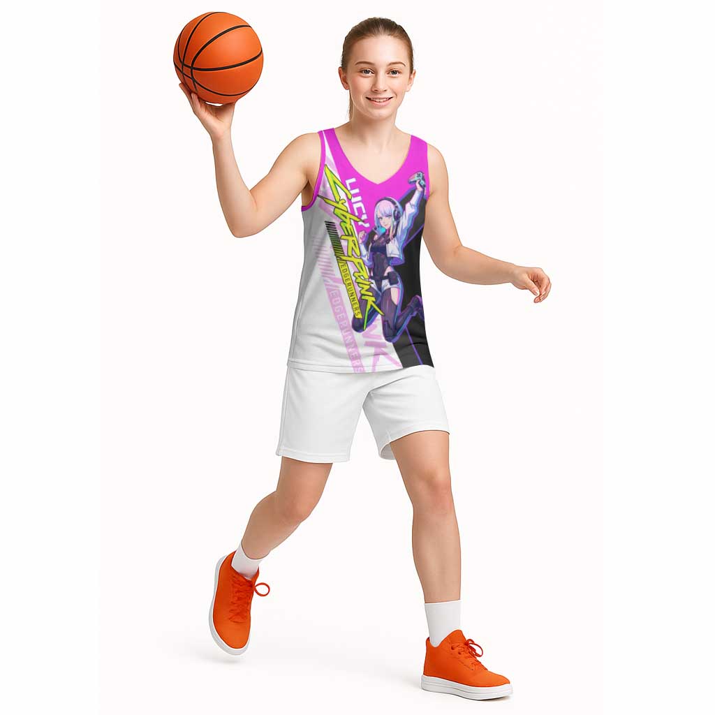 Lucy Cyberpunk Edgerunners Basketball Jersey Neon Techwear Anime Style