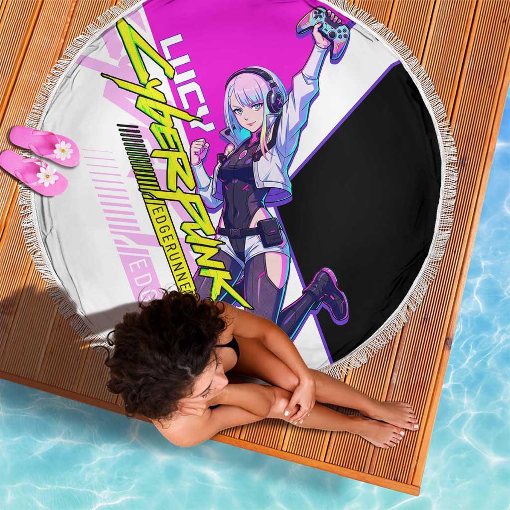 Lucy Cyberpunk Edgerunners Beach Blanket Neon Techwear Anime Style