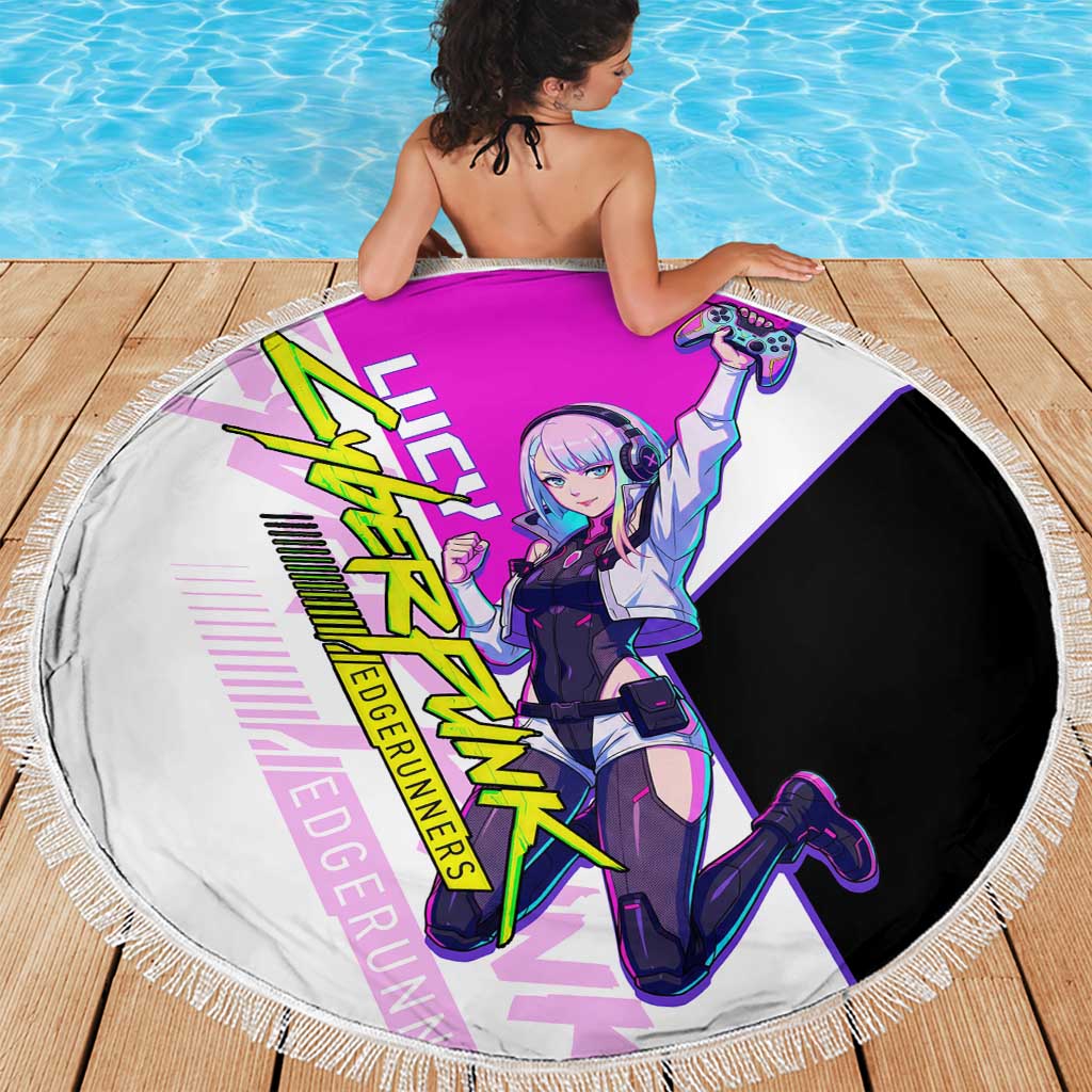 Lucy Cyberpunk Edgerunners Beach Blanket Neon Techwear Anime Style