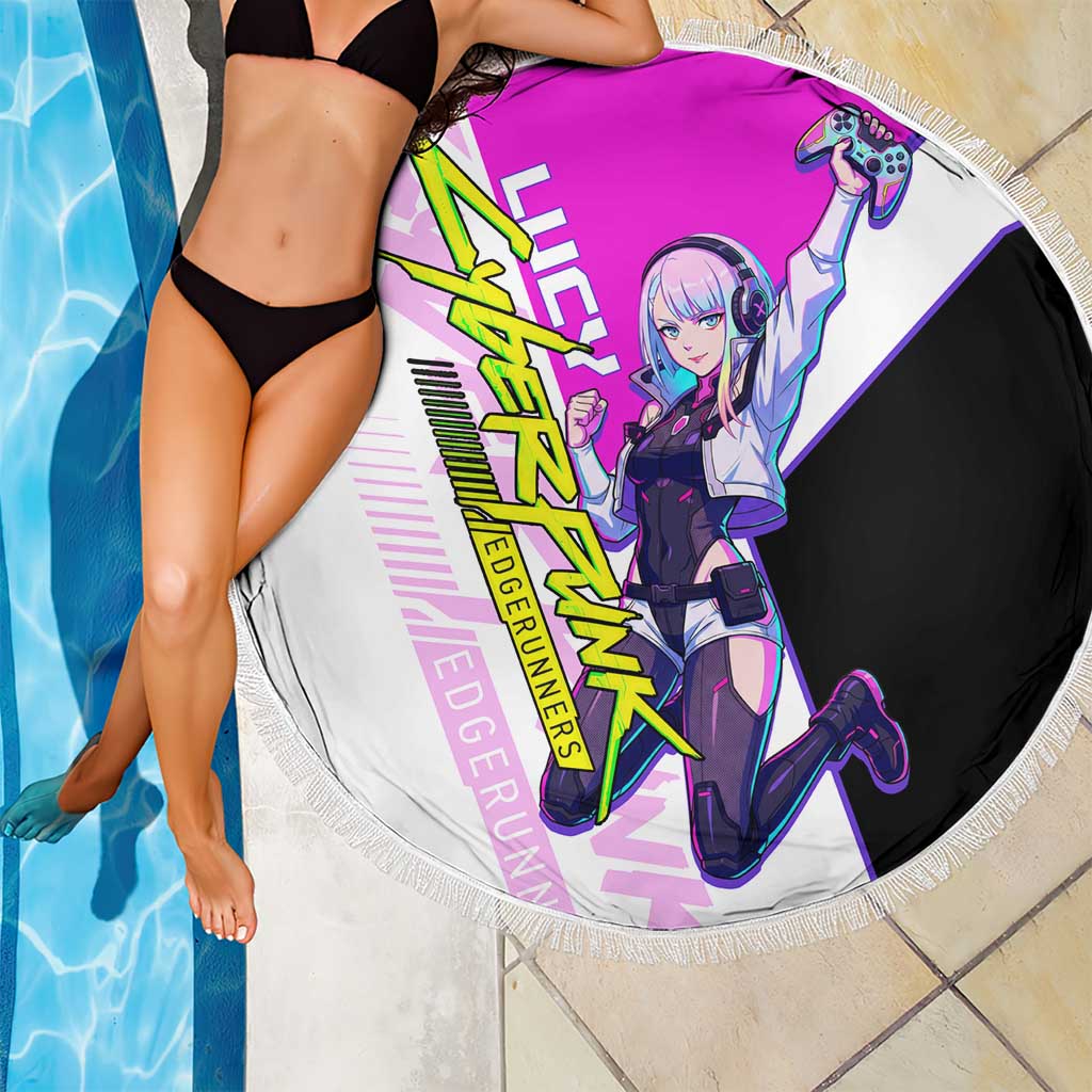 Lucy Cyberpunk Edgerunners Beach Blanket Neon Techwear Anime Style