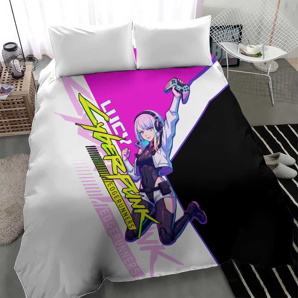 Lucy Cyberpunk Edgerunners Bedding Set Neon Techwear Anime Style