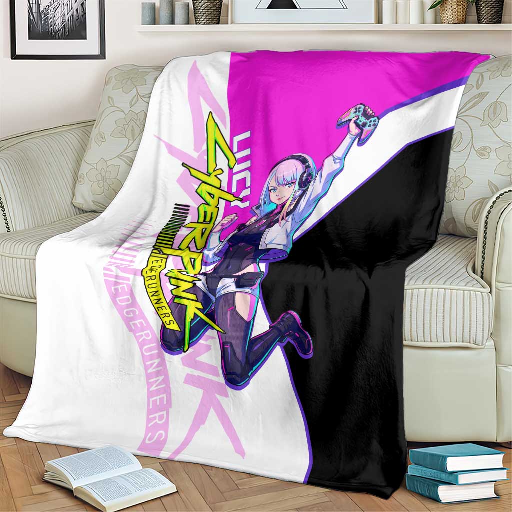 Lucy Cyberpunk Edgerunners Blanket Neon Techwear Anime Style