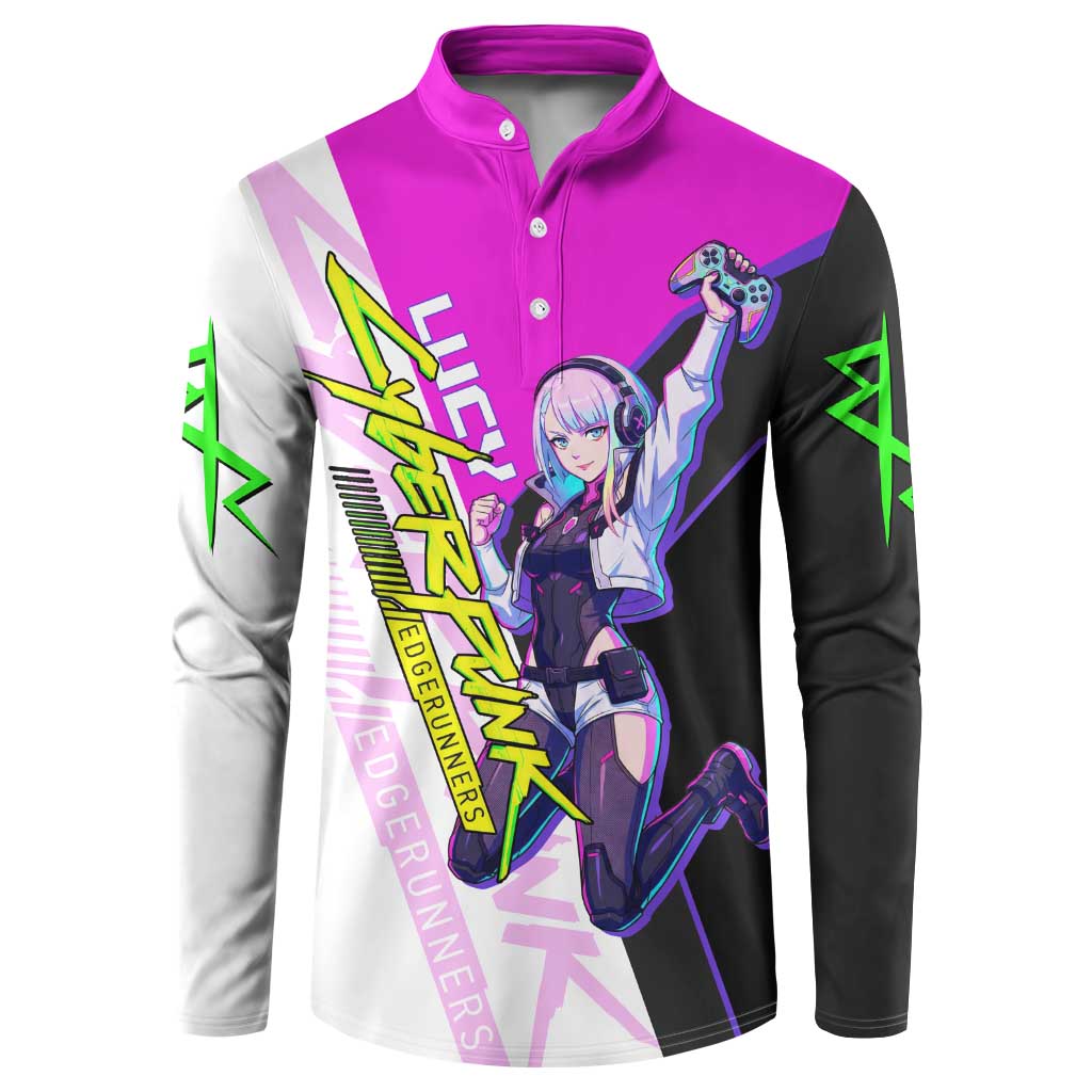 Lucy Cyberpunk Edgerunners Button Sweatshirt Neon Techwear Anime Style