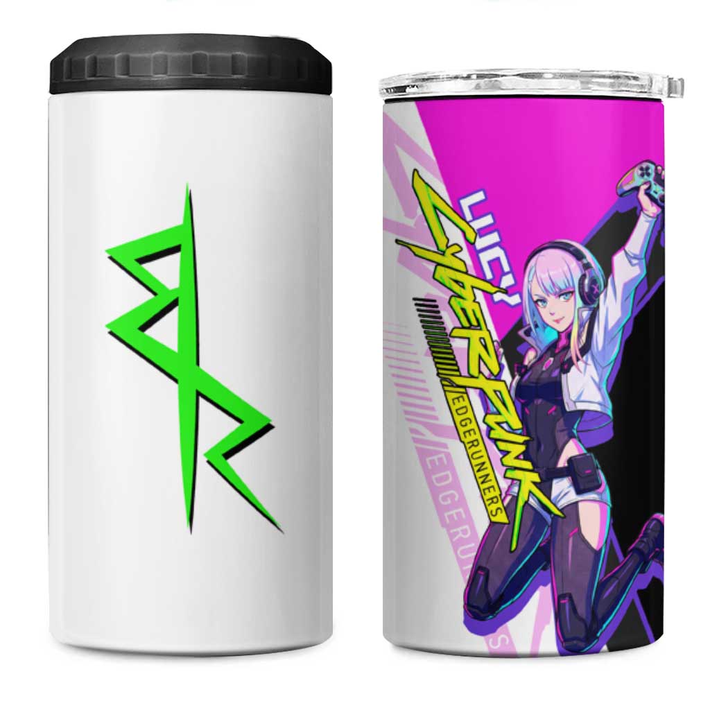 Lucy Cyberpunk Edgerunners 4 in 1 Can Cooler Tumbler Neon Techwear Anime Style