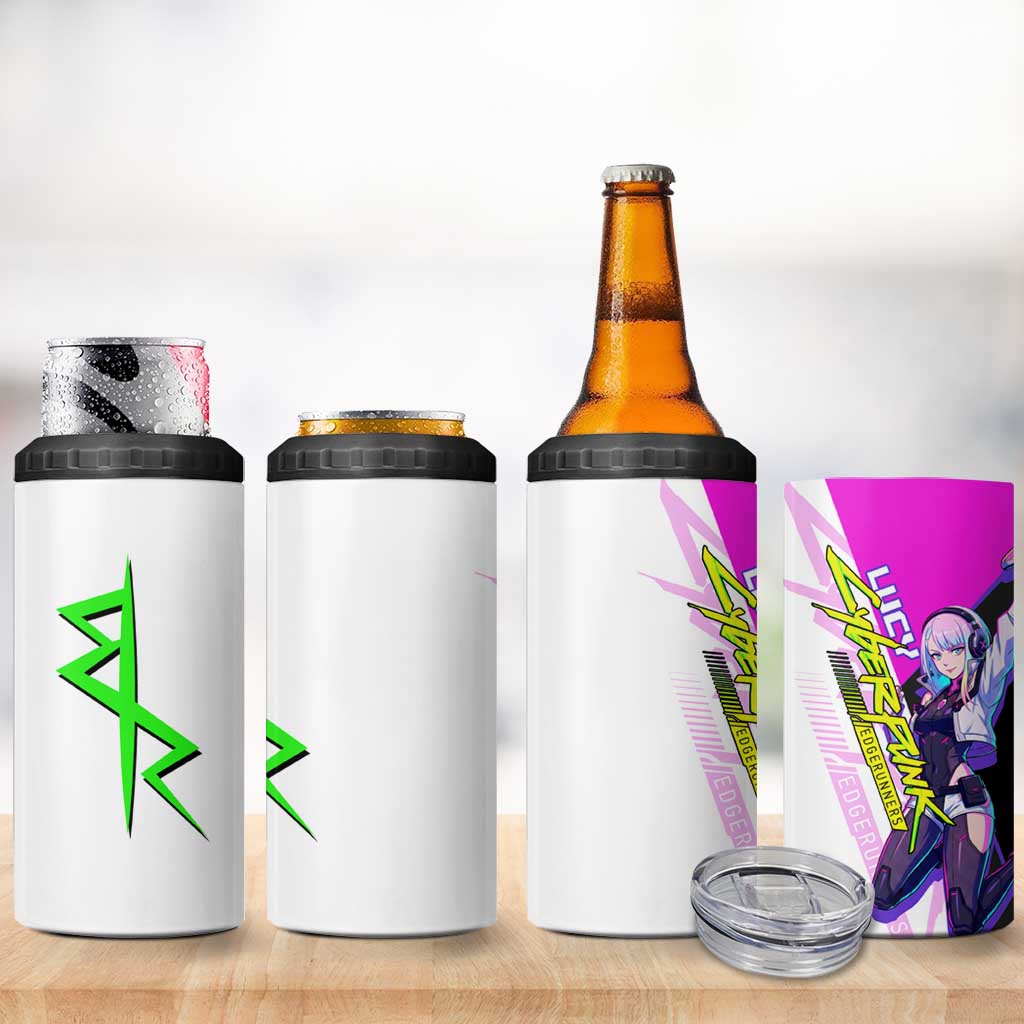 Lucy Cyberpunk Edgerunners 4 in 1 Can Cooler Tumbler Neon Techwear Anime Style