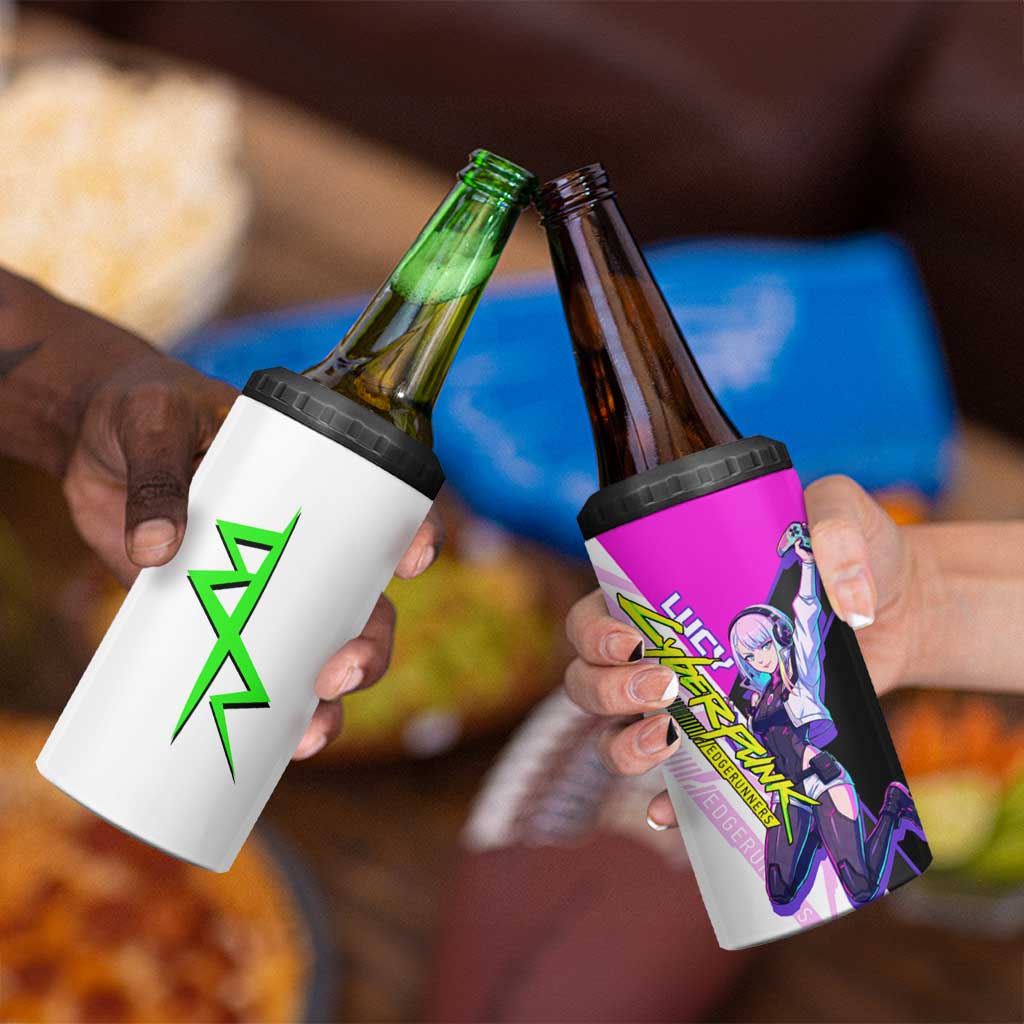 Lucy Cyberpunk Edgerunners 4 in 1 Can Cooler Tumbler Neon Techwear Anime Style