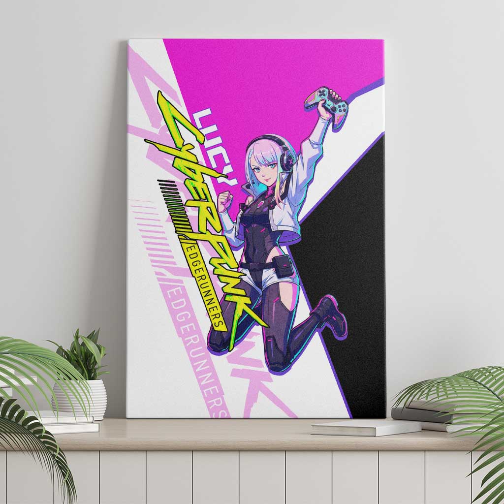 Lucy Cyberpunk Edgerunners Canvas Wall Art Neon Techwear Anime Style