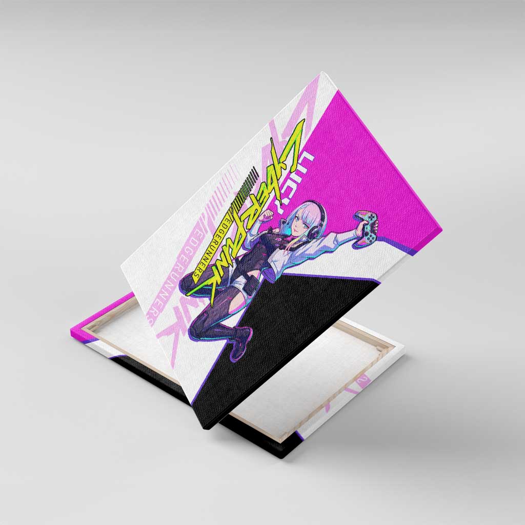 Lucy Cyberpunk Edgerunners Canvas Wall Art Neon Techwear Anime Style