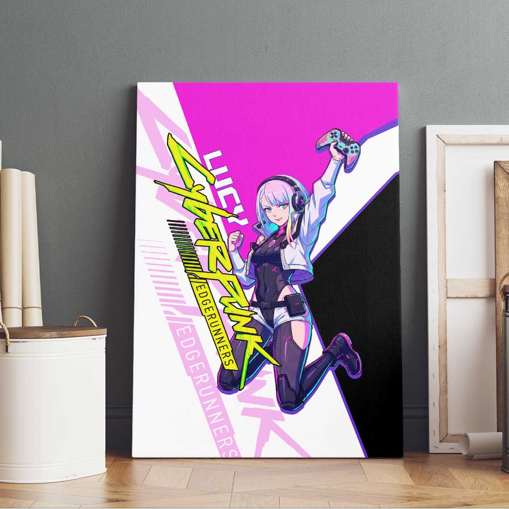 Lucy Cyberpunk Edgerunners Canvas Wall Art Neon Techwear Anime Style