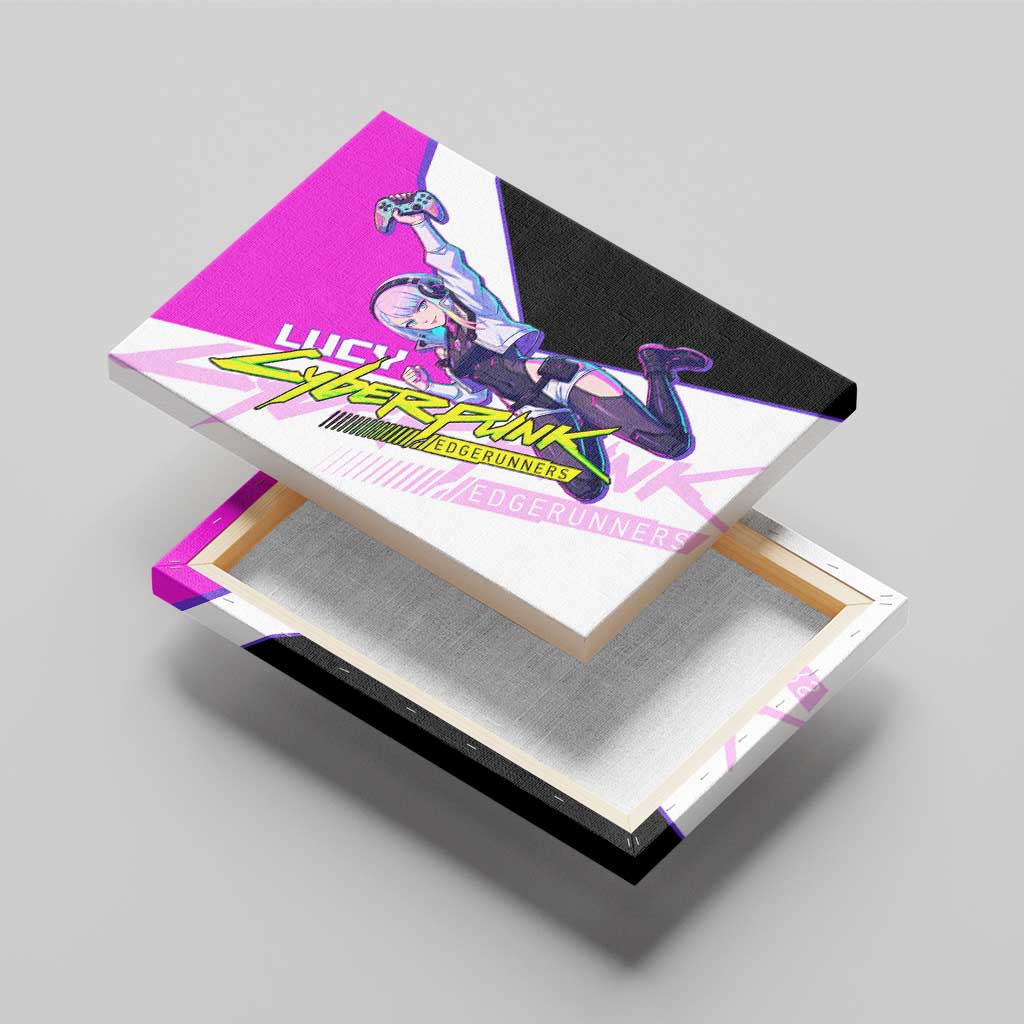 Lucy Cyberpunk Edgerunners Canvas Wall Art Neon Techwear Anime Style