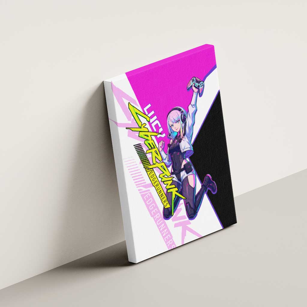 Lucy Cyberpunk Edgerunners Canvas Wall Art Neon Techwear Anime Style