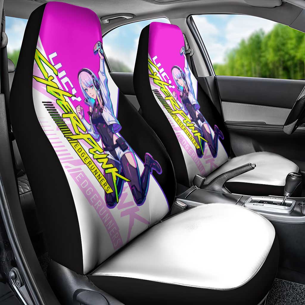 Lucy Cyberpunk Edgerunners Car Seat Cover Neon Techwear Anime Style