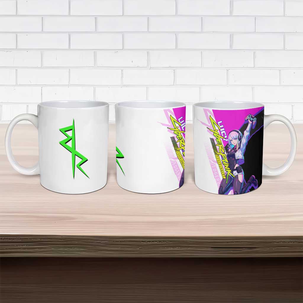 Lucy Cyberpunk Edgerunners Ceramic Mug Neon Techwear Anime Style