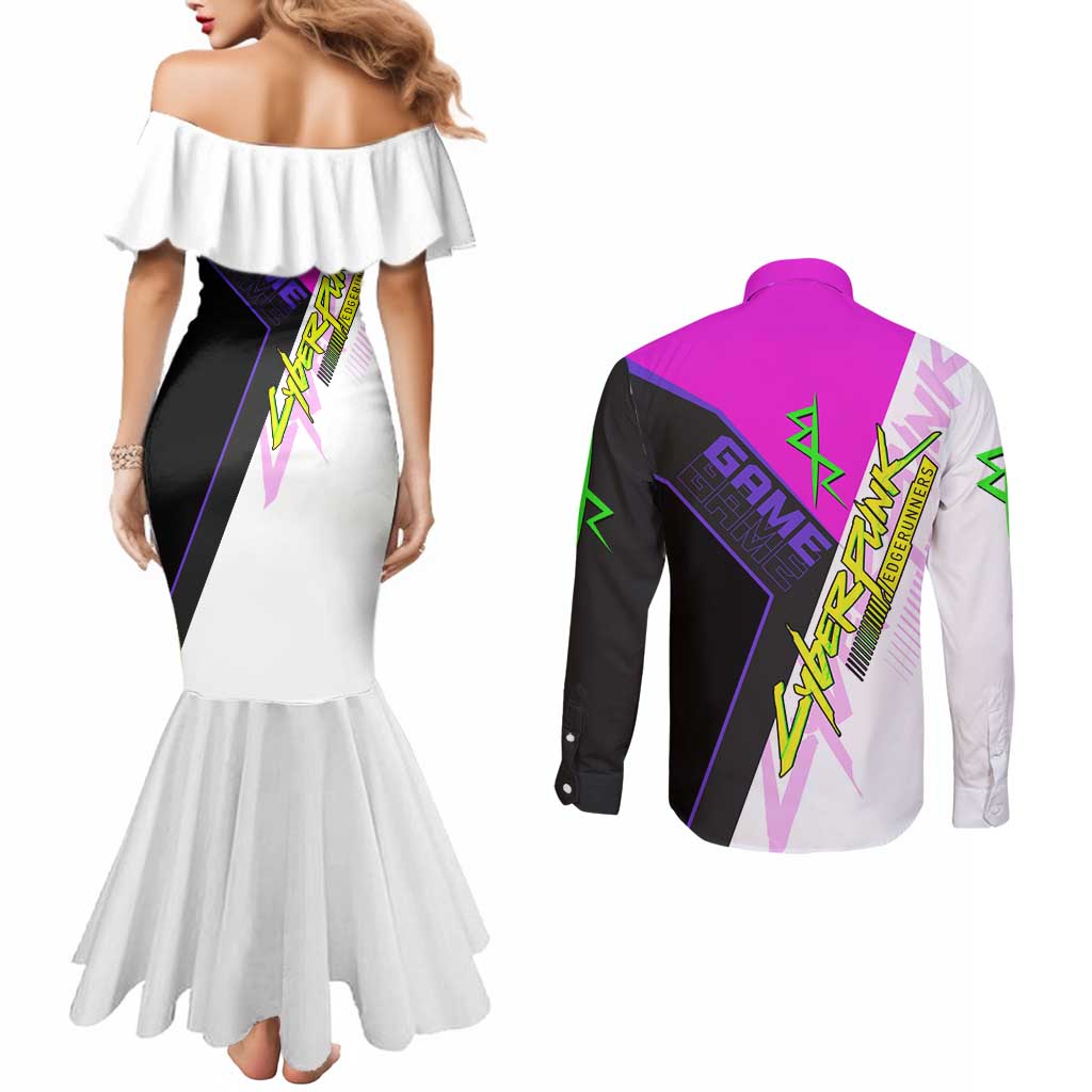 Lucy Cyberpunk Edgerunners Couples Matching Mermaid Dress and Long Sleeve Button Shirt Neon Techwear Anime Style