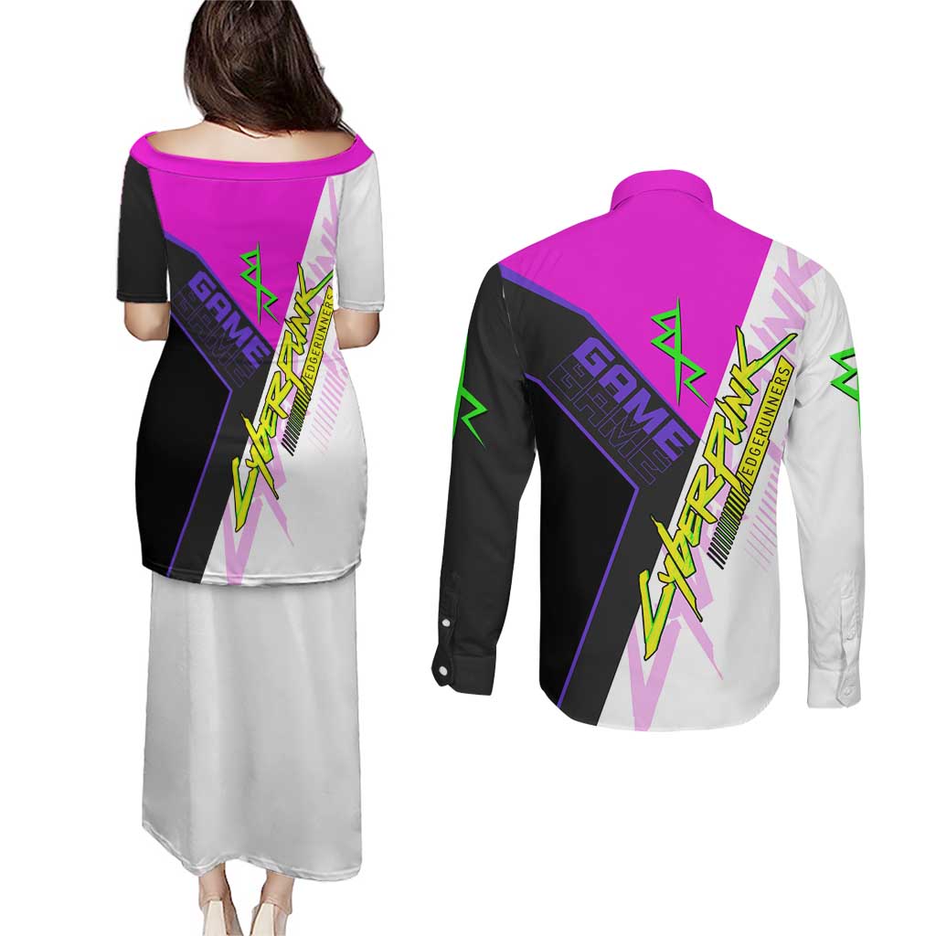 Lucy Cyberpunk Edgerunners Couples Matching Puletasi and Long Sleeve Button Shirt Neon Techwear Anime Style