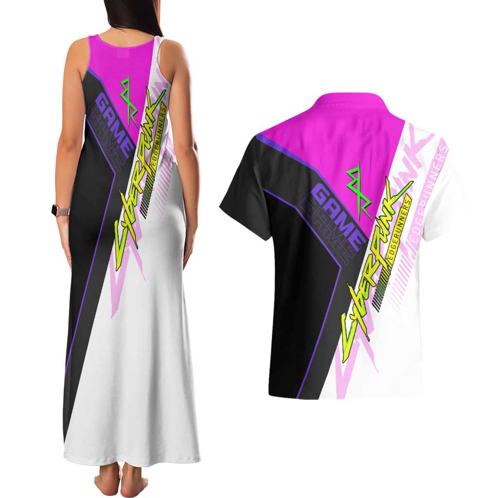 Lucy Cyberpunk Edgerunners Couples Matching Tank Maxi Dress and Hawaiian Shirt Neon Techwear Anime Style