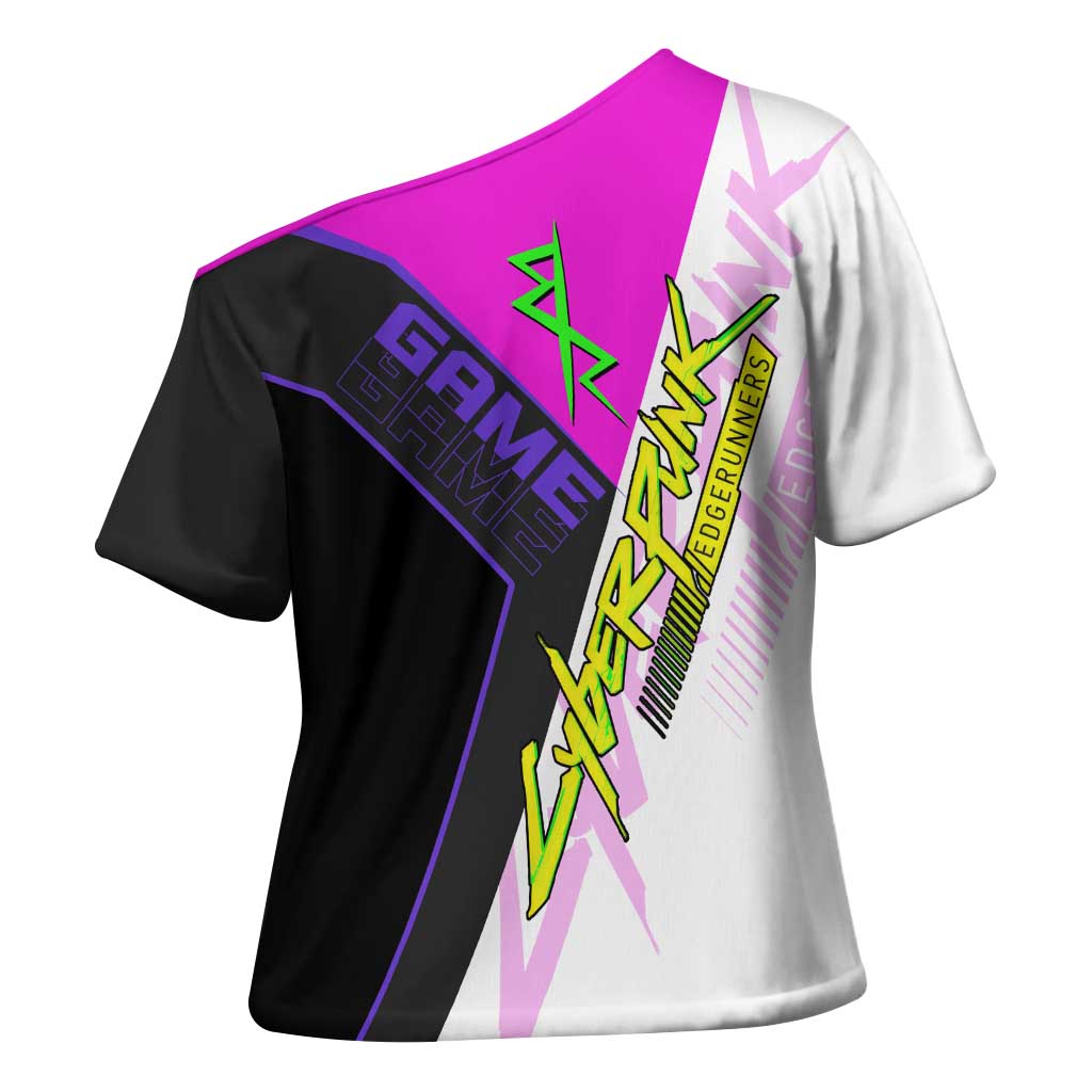 Lucy Cyberpunk Edgerunners Cross Shoulder Shirt Neon Techwear Anime Style
