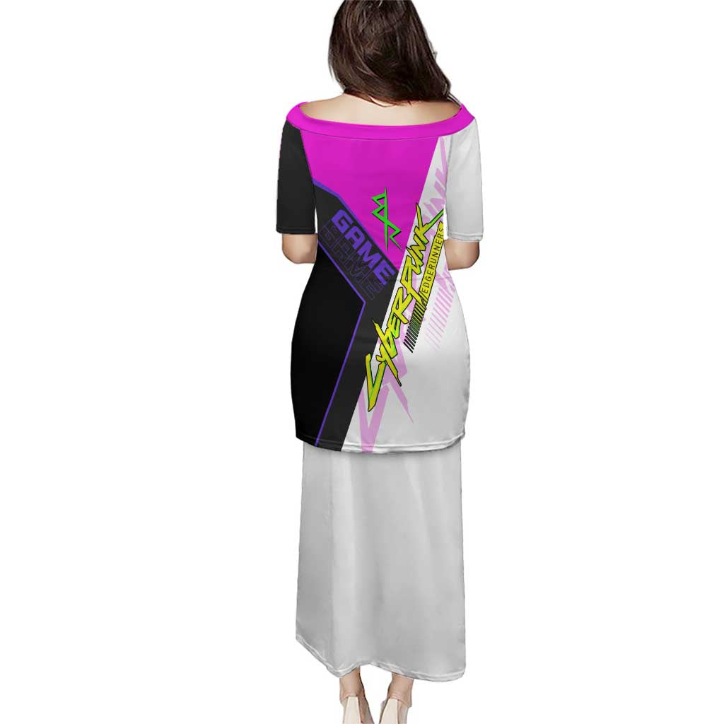 Lucy Cyberpunk Edgerunners Family Matching Puletasi and Hawaiian Shirt Neon Techwear Anime Style
