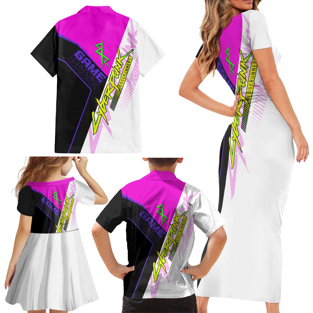 Lucy Cyberpunk Edgerunners Family Matching Short Sleeve Bodycon Dress and Hawaiian Shirt Neon Techwear Anime Style
