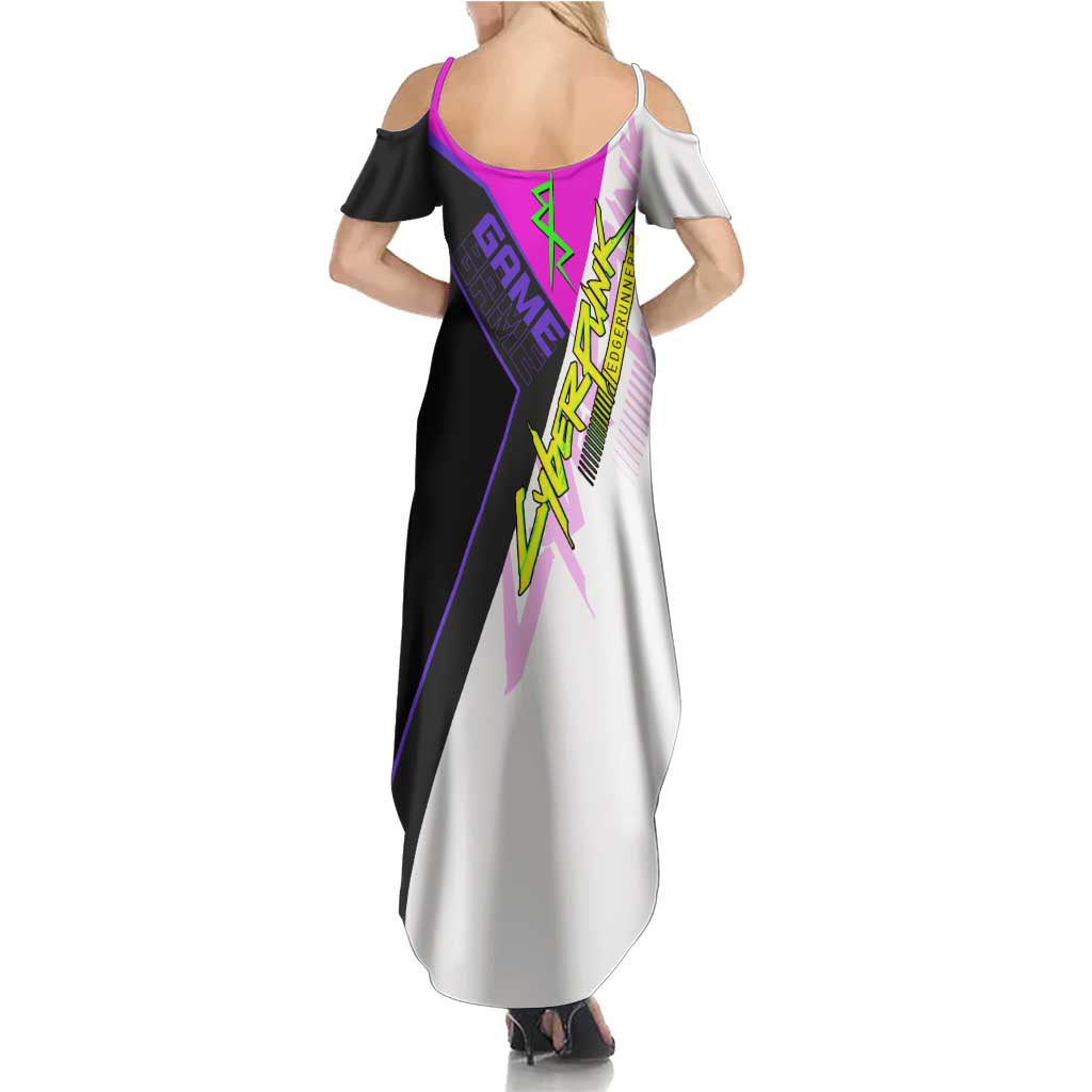 Lucy Cyberpunk Edgerunners Family Matching Summer Maxi Dress and Hawaiian Shirt Neon Techwear Anime Style