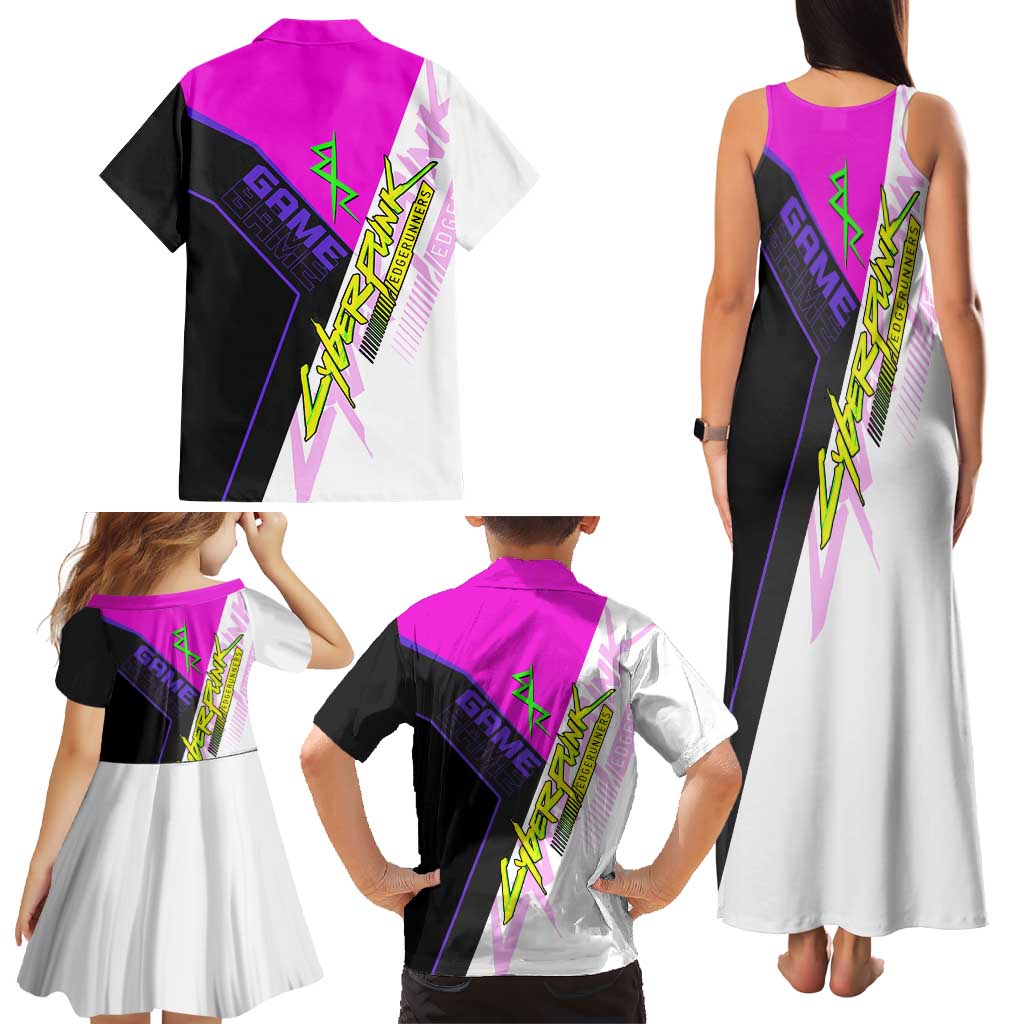Lucy Cyberpunk Edgerunners Family Matching Tank Maxi Dress and Hawaiian Shirt Neon Techwear Anime Style