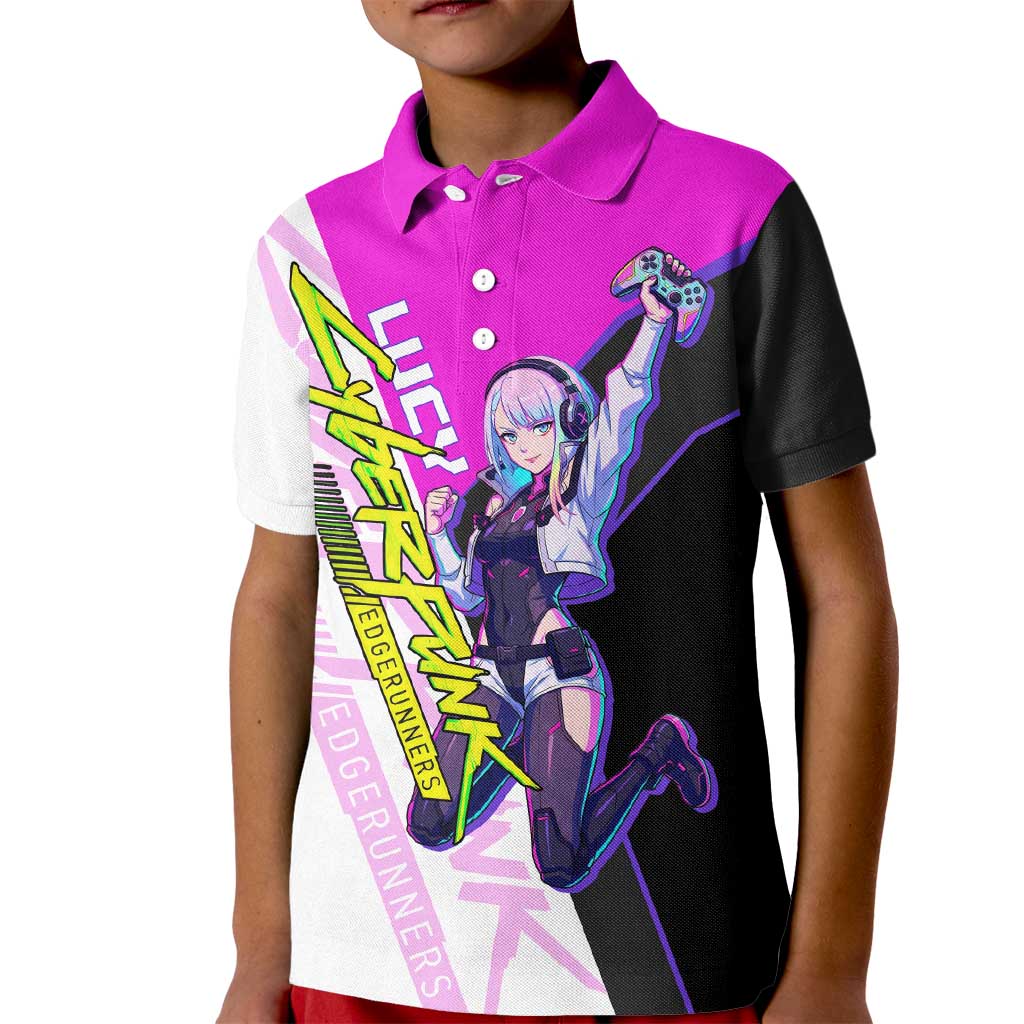 Lucy Cyberpunk Edgerunners Kid Polo Shirt Neon Techwear Anime Style