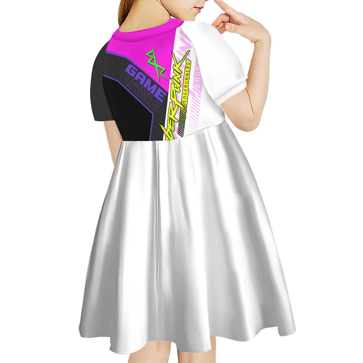 Lucy Cyberpunk Edgerunners Kid Short Sleeve Dress Neon Techwear Anime Style