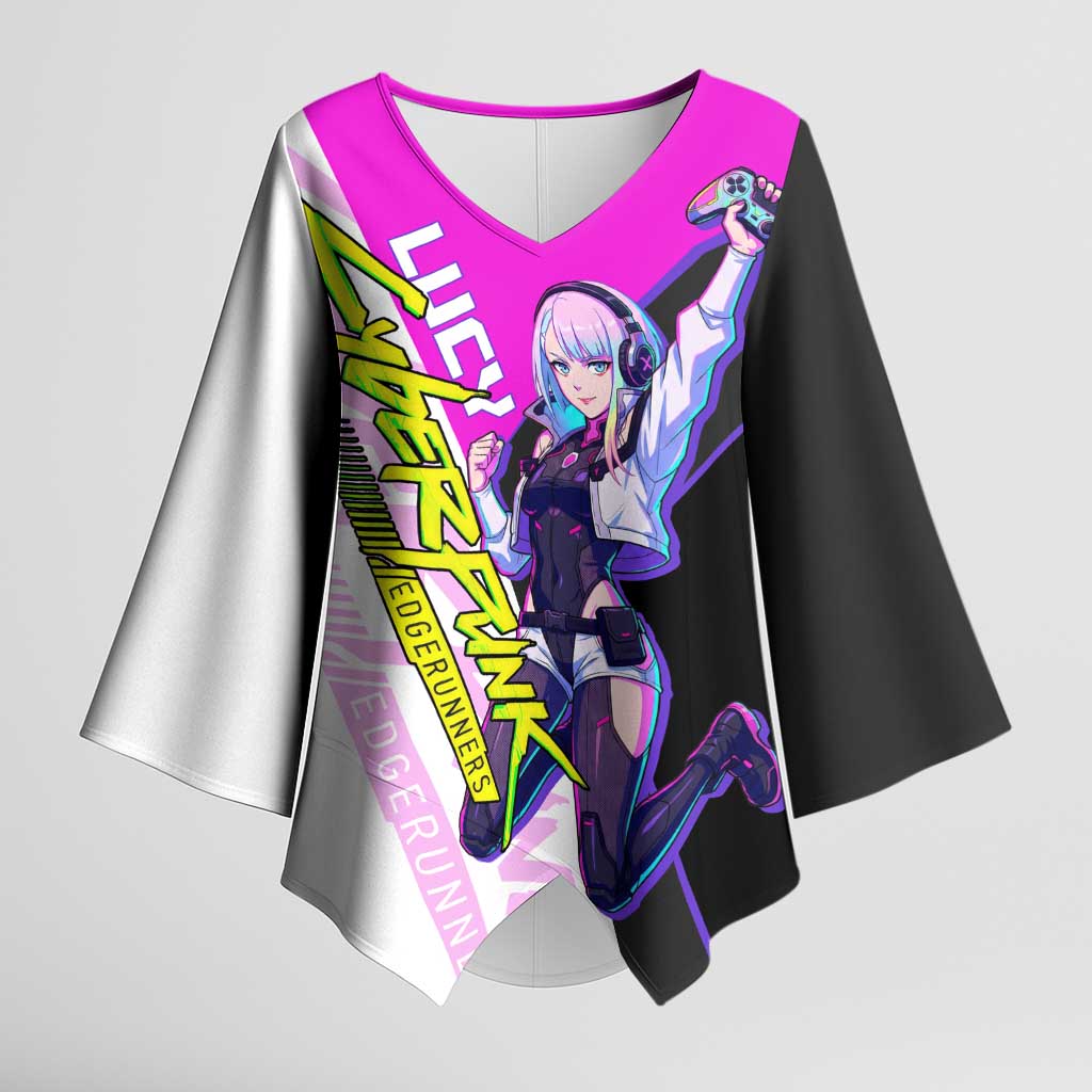 Lucy Cyberpunk Edgerunners Kimono Sleeve Blouse Neon Techwear Anime Style