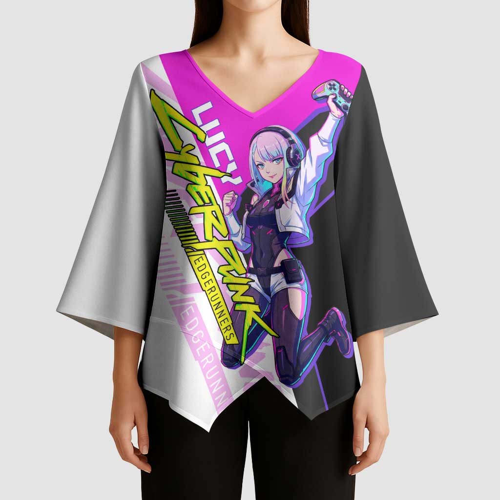 Lucy Cyberpunk Edgerunners Kimono Sleeve Blouse Neon Techwear Anime Style